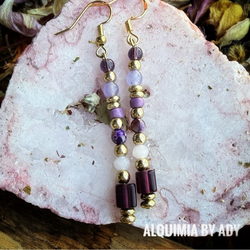 Amethyst-Toned Drop Earrings Lunar Wisdom Boutique Glow 44$